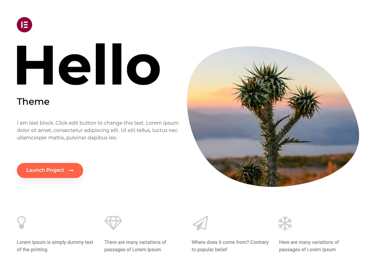Captura oficial del tema Hello Elementor