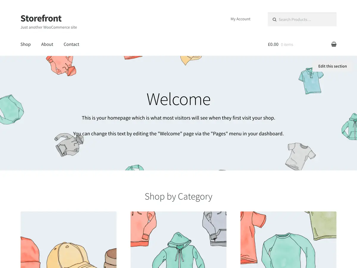 Captura oficial del tema Storefront